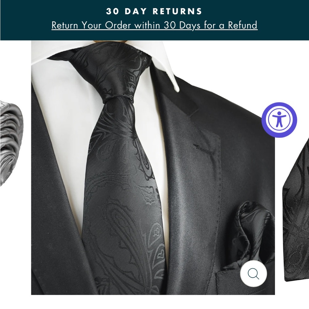 Buy 2 Save 30% NWT Paul Malone 100% Silk 3pc Paisley Necktie Square Cufflink Set